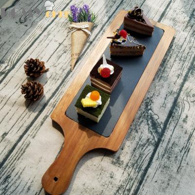 China Disposable Eco - Friendly Acacia Wood Cheese Board With Natural Slate for sale