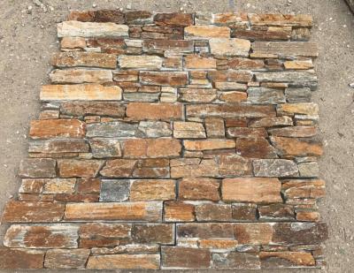 China Viable fabricated 200*550*30-50mm natural rusty quartz exterior wall panel with cement backed, Z shape for sale