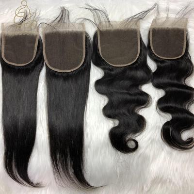 China HD Quality Large Straight Thin Big Lace Frontal Closure, Transparent Raw Swiss Mink Hair Invisible 4x4 5x5 6x6 Lace Frontal Closure for sale