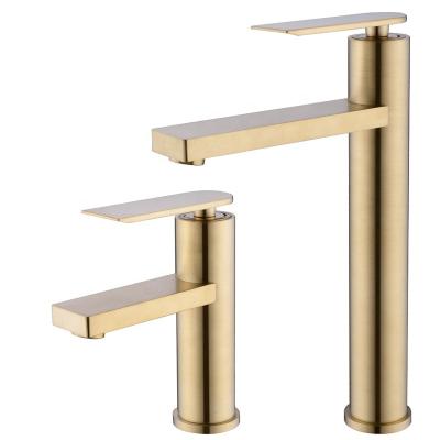 China Metered Faucets Deck Mounted Bathroom Sink Basin Faucet Brass Single Handle Hot And Cold Water Mixer Tap Brushed Gold/Black/Chrome for sale