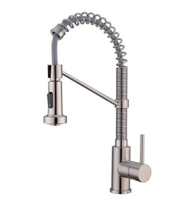 China Modern Kitchen Faucet With Pull Down Single Sprayer Handle Spring Kitchen Sink Faucet Brushed To Nickel Commercial Kitchen Faucets for sale