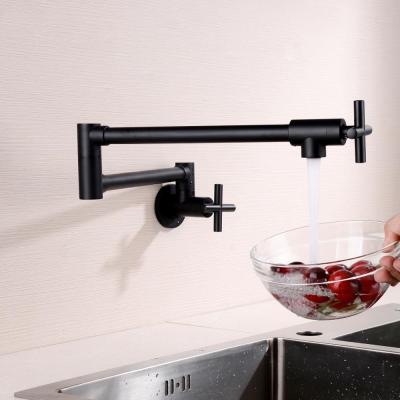 China Modern Hot Sale Black Chrome Pot Filler Cold Water Tap SUS304 Wall Mounted Kitchen Faucet for sale