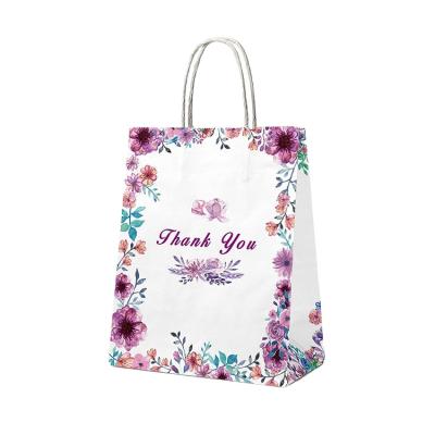 China Recyclable Fashion Flower Design Custom Size Reusable Packaging Paper Bag For Gift for sale