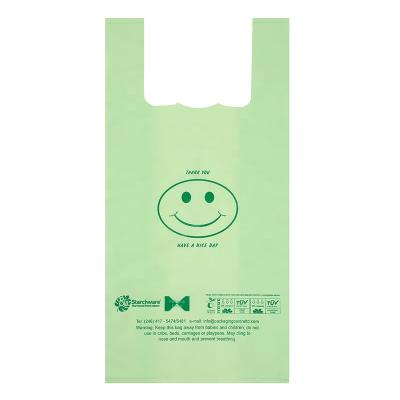 China Biodegradable plastic supermarket BIODEGRADABLE compostable custom printing T-shirt vest shopping bag waste bags for sale