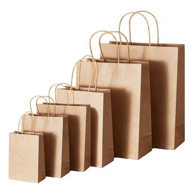 China Recyclable Brown Kraft Paper Custom Bulk Gift Bags Recycled Paper Bag With Logo Printed Kraft Paper Bag for sale