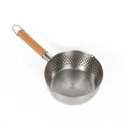 China Durable 430 Stainless Steel Multifunctional Japanese Style Covering Thick Baby Topping Noodle Soup Bottom Pot for sale