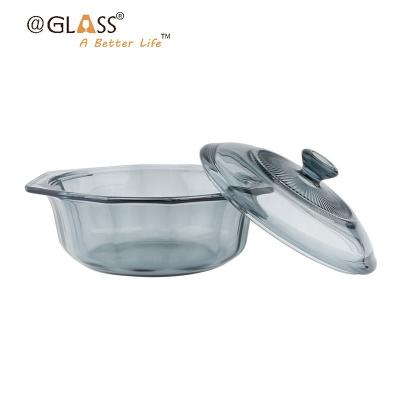 China Sustainable Ready To Ship Cookware Dishware Soup Heavy Duty Glass Gas Stove Tempered Transparent Cooking Pot for sale