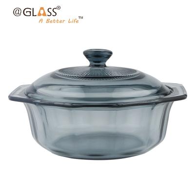 China 1000ml Sustainable Tempered Kitchen Transparent Wholesale Soup Boiler Gas Cookware Glass Cookware Pot for sale