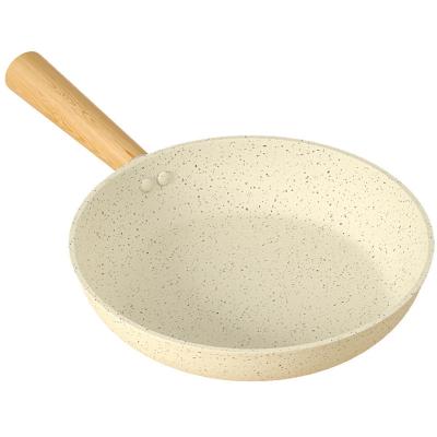 China New Design Non-Stick Aluminum Handle Cookware Wood Pan Viable For Gas Induction Cookers for sale