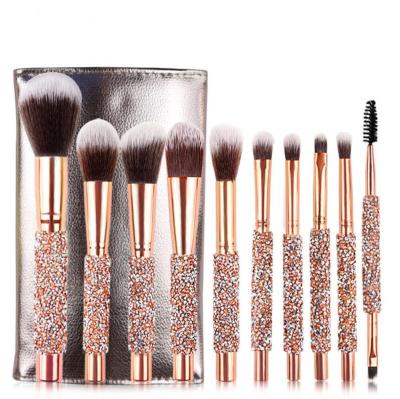 China 10pcs Diamond Professional Kit Private Label Powder Eye Shadow Eyebrow Crystal Style Makeup Brush Set for sale