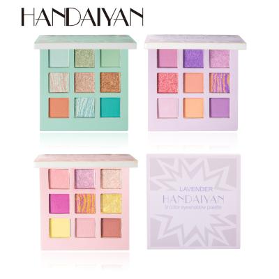 China HANDAIYAN High Quality 9 Color Pearly Cosmetic Eyeshadow Palette High Pigment Eyeshadow Pallet Private Label for sale