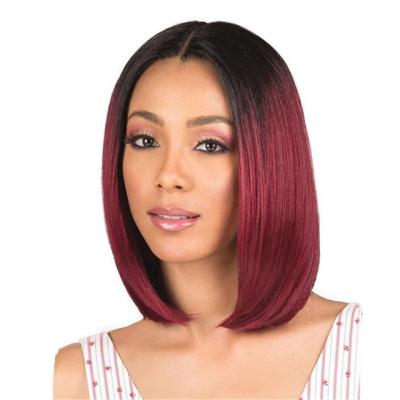 China Factory Supplier Women Hair Lace Wig Wine Red Water Wave Synthetic Short Bobo Hair Wigs for sale