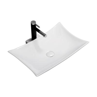 China Modern Rectangular Shaped White Ceramic Counter Top Sinks Bathroom Sink for sale