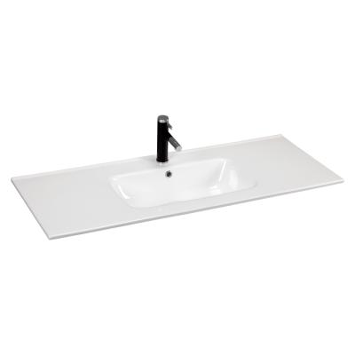 China Ceramic Slim Bathroom Counter Basin Modern Design Bathroom Edge Cabinet Basin Counter For Wash Basin for sale