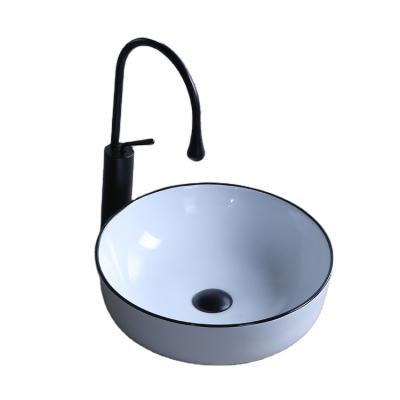 China Factory direct sale contemporary bathroom ceramincs round black line for wash hand sink for sale