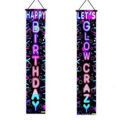 China Birthday Party Decorations Happy Birthday Glow Porch Porch Sign Let Us Glow Crazy Glow Door Neon Banner for sale