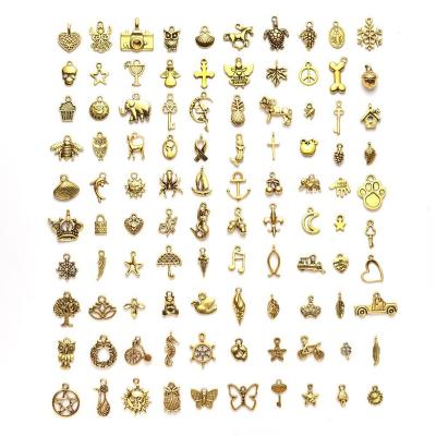 China Other 100Pcs Mixed Tibetan Antique Gold Charm DIY Pendants For Bracelet Necklace Jewelry Making And Crafting for sale