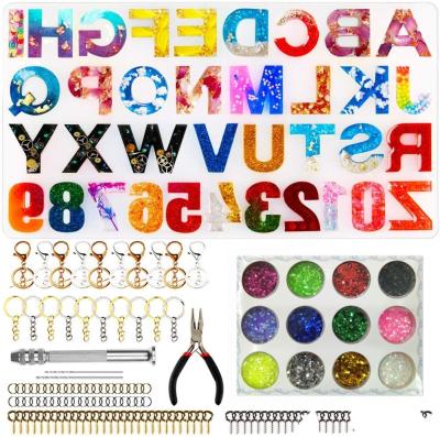 China Europe Resin Letter Backward Molds Alphabet Silicone Mold For DIY Preparing Epoxy Resin Keychains Crafts Jewelry for sale