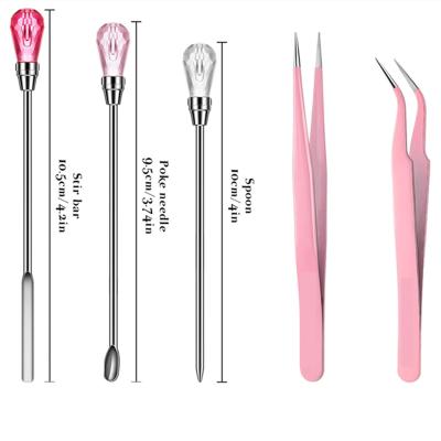 China DIY 11 Pieces Tool Kit Spoon Resin, 9 Pieces Stirring Push Needle Scoop and 2 Pieces Tweezers for Glitter Nail Tools for sale