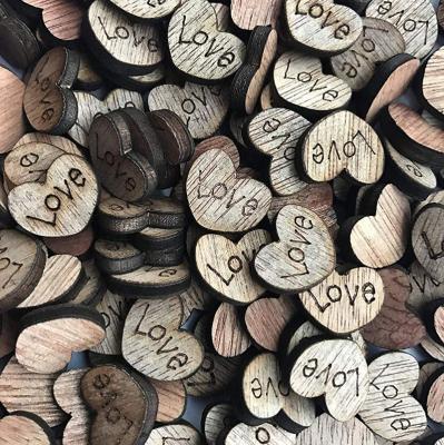 China 100pcs Europe Love Heart Wooden Rustic Wood Slices Openers Wedding Table Scatter Decoration Openers Children's DIY Manual Patch for sale