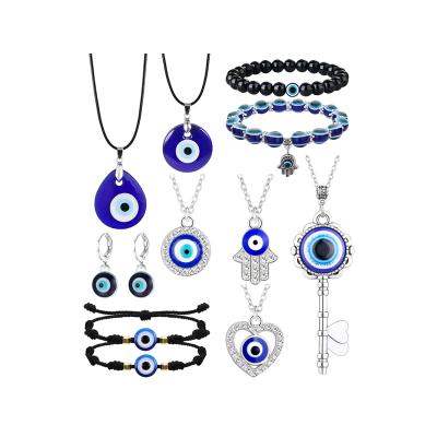 China Lucky Glass Devil's Eye Necklace 11pcs Other's Eye Earrings Pendant Bracelet for sale