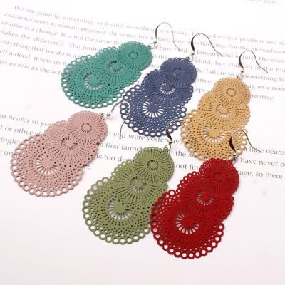 China Other Colored Circle Shaped Hollow Lightweight Dangle Earrings for sale