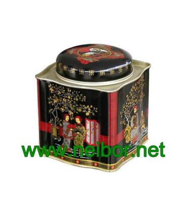 China Airtight tea tin container tea caddy tea box tea canister with wave pattern sides for sale