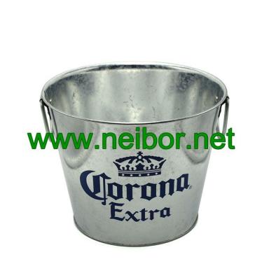 China Galvanized Steel Metal Corona Extra Beer bucket 5Quarter with 2 handles for sale