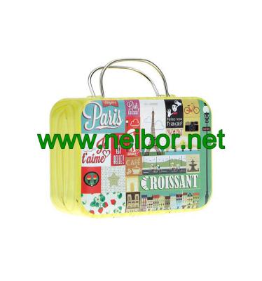 China gift tin suitcase tin box with handle for wedding to pack chocolate or candy for sale