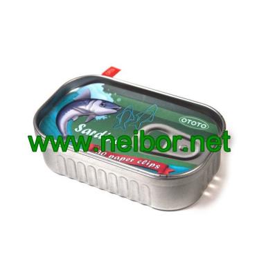 China fake Sardine style tin can metal container for paper clips storage for sale