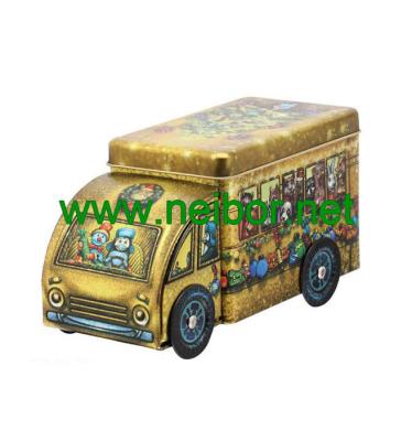 China custom printing Gift tin car box tin bus with 4 wheels for chocolate packaging for sale