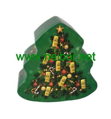 China custom printing christmas tree shape chocolate tin box for sale