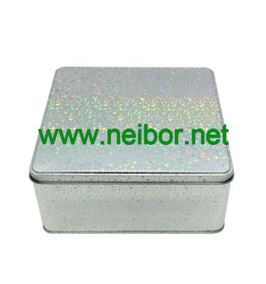 China custom 3D holograhic/laser printing square shape decorative tin box for sale