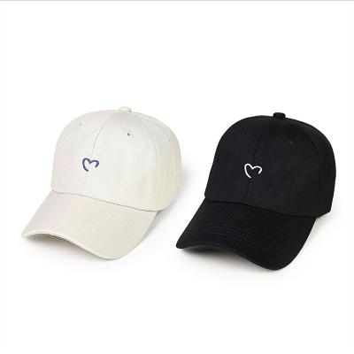 China COMMON Sports Hats Solid Color Trucker Hat Wholesale Customizable Heart Embroidered Couples Baseball Cap for sale