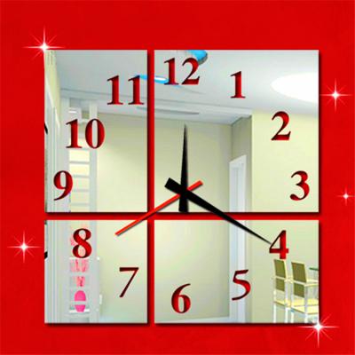 China Reloj 3d De Pared Square Mirror Creative Wall Sticker Watch Novelty 3D Wall Clock Home Decor for sale