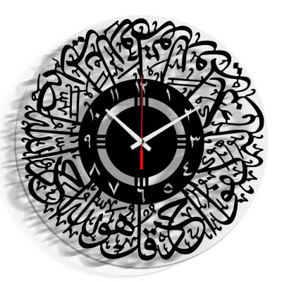 China Factory Customized Round Azan Creative Modern Acrylic Islamic Wall Clock 2021 Creative Hot Mockup for sale