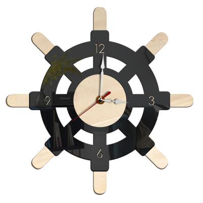 China CREATIVE Animated Clock 3d Wall Clock Home Deco Room Watch Cartoon Rudder Animated Wall Clock For Kids Room for sale