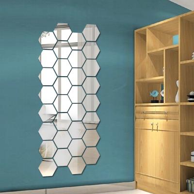 China Modern Hexagonal Wall Sticker Eco-friendly Acrylic Wall Sticker Wall Mirror Protector Crystal Mirror Sticker for sale