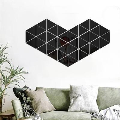 China Home Decor 3D Mirror Wall Sticker Diy Wholesale Cheap Creative Living Room Decorative Triangle Acrylic Wall Stickers for sale