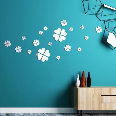 China Creative Hot Selling Decorative 3D Wall Mirror Sticker Heart Shape Acrylic Self Adhesive Diy Mirror Wall Stickers Wholesale for sale