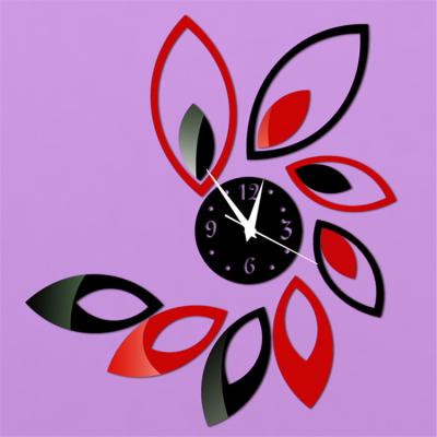 China Hot Sale Creative Acrylic Wall Sticker Clock Black Sheet Mirror Clock Diy Wall Clocks for sale