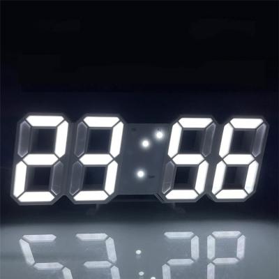 China Amazon Class Hot Korean 3D LED Wall Clock Saat Digital Alarm Clocks Display 3 Brightness Levels Watches Night Light Nap for sale