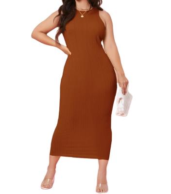 China New Anti Wrinkle Anti-Wrinkle Summer Customized Plus Size Solid Sleeveless Bodycon Dress Without Bag For Women for sale