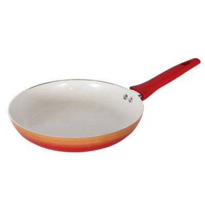 China Aluminum Alloy Casual Cooking Wok Nonstick Frying Pan Flat Bottom, Induction Compatible, Red Gradient Indoor Outdoor for sale