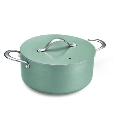 China Amazon Sustainable Hot Sale Aluminum Casserole Ceramic Coating Nonstick Cooking Pot with Stainless Steel Handle and Aluminum Lid for sale