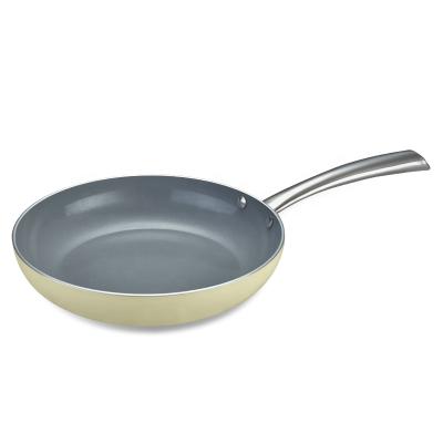 China Viable Hot Selling Cremaic Nonstick Coating High Quality Pressed Aluminum Frying Pan With Aluminum Lid And Stainless Steel Handle for sale