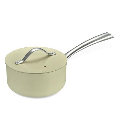 China Amazon Sustainable Hot Selling Pressed Aluminum Milk Pot Ceramic Coating Nonstick Sauce Pan with Stainless Steel Handle and Aluminum Lid for sale