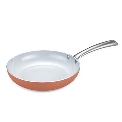 China Viable Hot Selling Nonstick Ceramic Coating Frying Pan With Metal High Quality Pressed Aluminum Lid And Stainless Steel Handle for sale