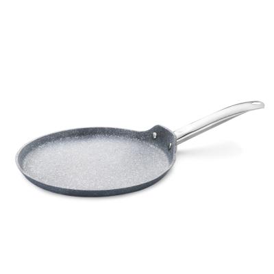 China Country Design New Nature Rough Marble Cladding Stone Coated Aluminum Non Stick Pizza Pan Forged Pancake Pan for sale