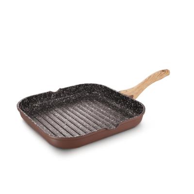 China Country Factory Custom Nonstick Granite Stone Coated 28cm Grill Frying Pan Die Cast Aluminum Multi-Funtion Pan for sale